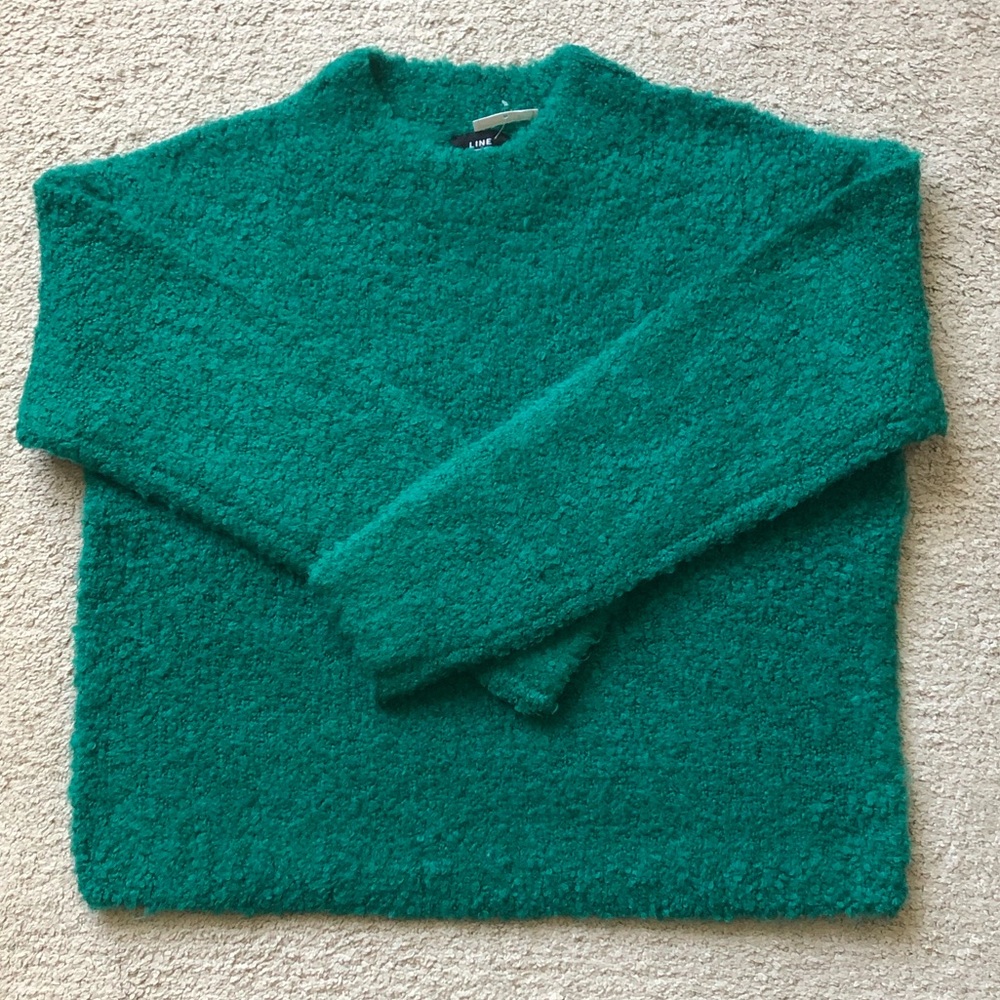 LINE - Women's Green Bouclé Crewneck Sweater. NWT.